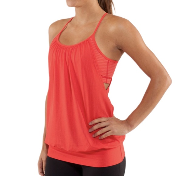Lululemon | No Limits Tank Slope Stripe Red Orange